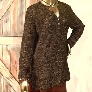 Top Unique Peruvian Brown Fitted Sweater Size Large